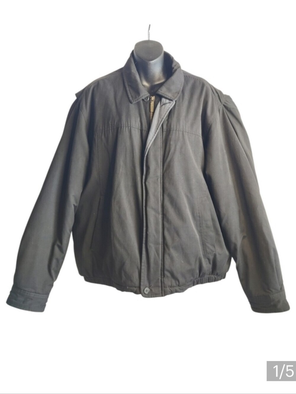 Covington Man's Black ZIP Up Quilted Bomber Jacket Size Large